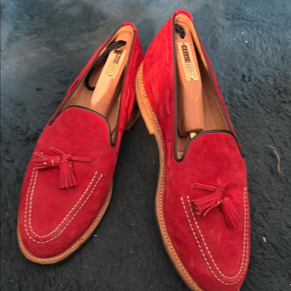 Red Suede Tassel Loafers